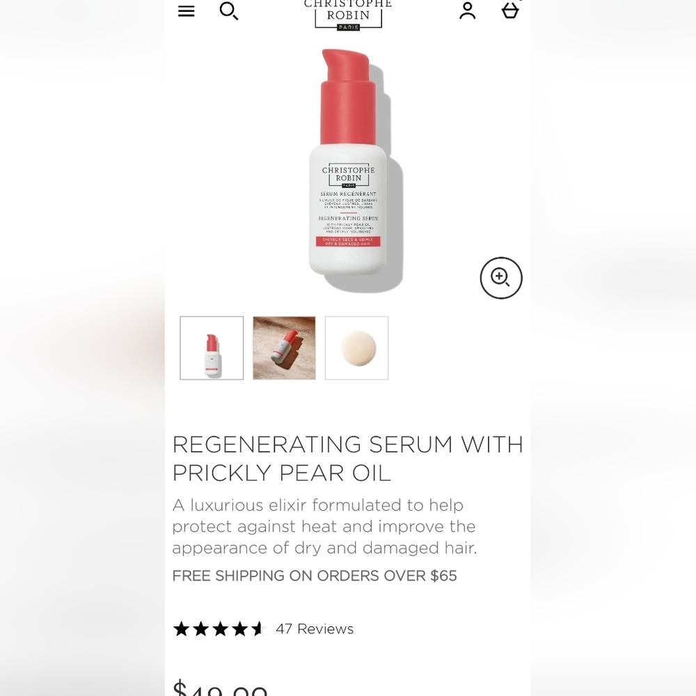 Christophe Robin REGENERATING SERUM WITH PRICKLY PEAR OIL